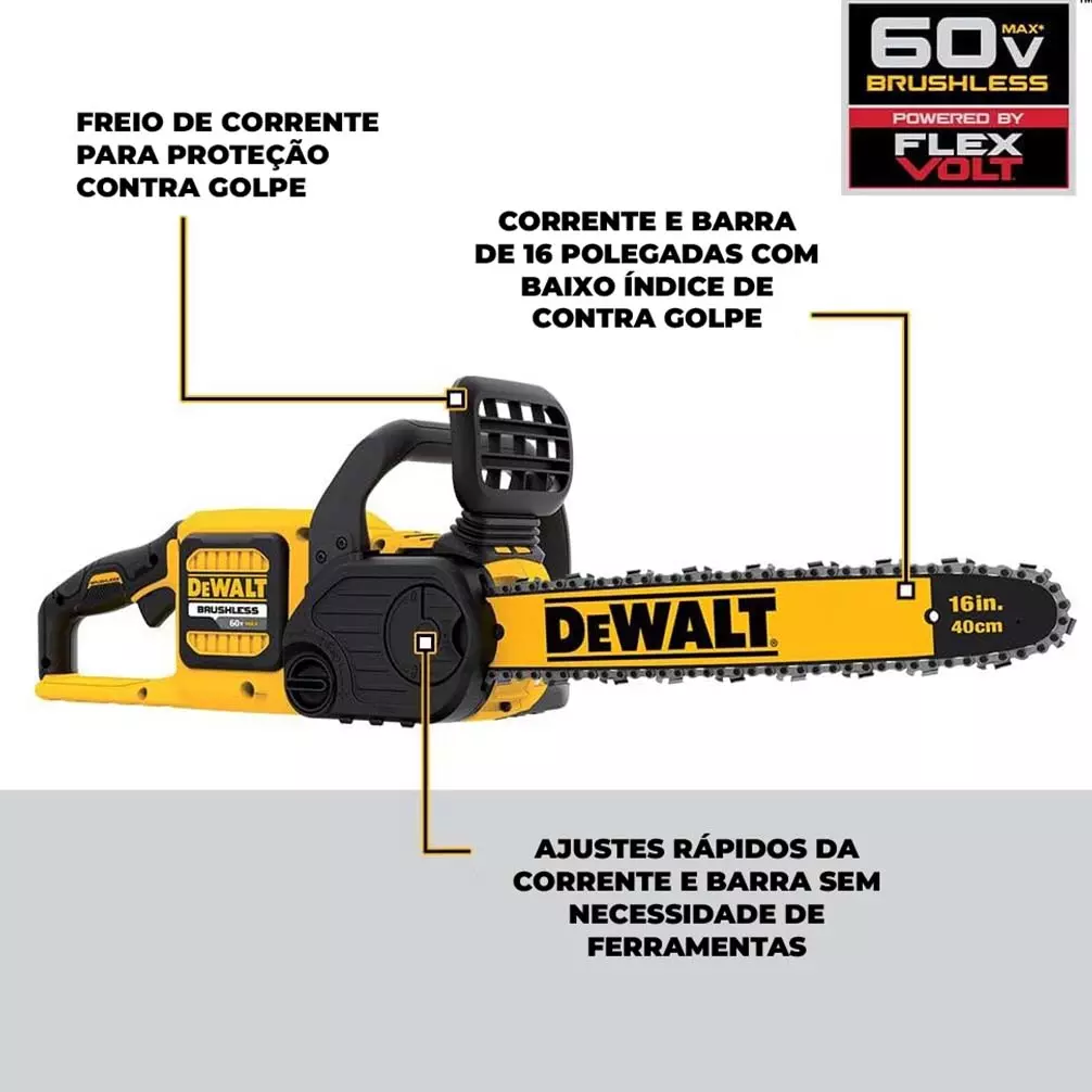 Eletrosserra DCCS670B 60V 16 Pol. Max Flex Volt Dewalt